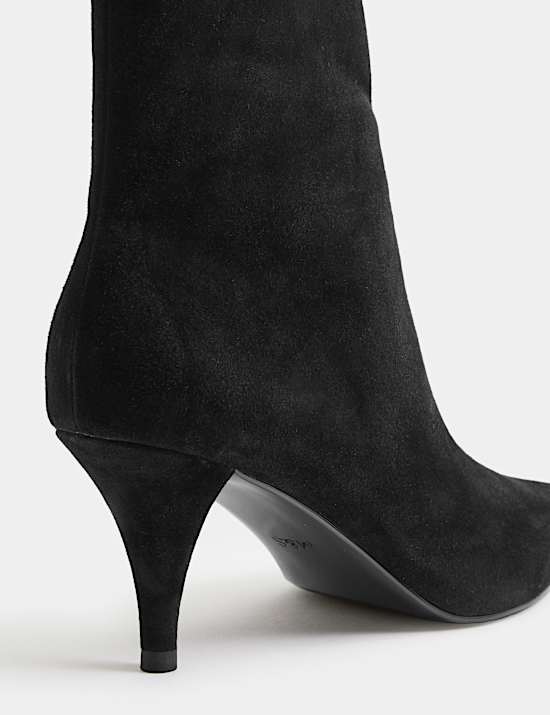 Suede Stiletto Heel Pointed Toe Ankle Boot