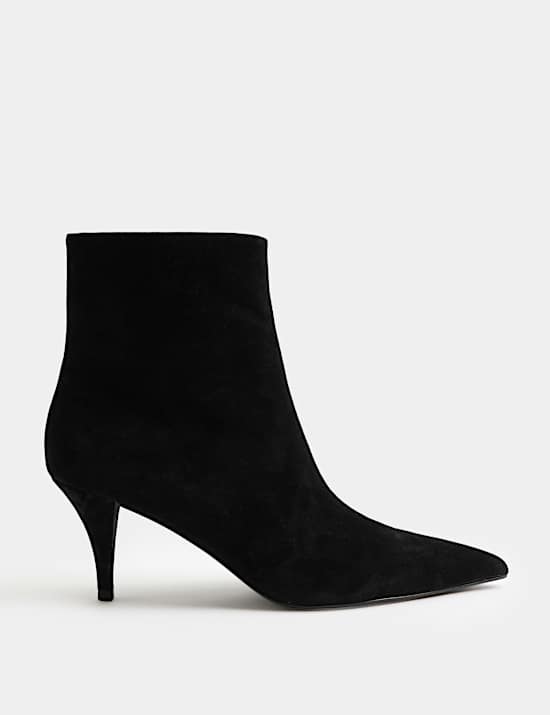 Suede Stiletto Heel Pointed Toe Ankle Boot