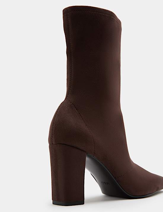 Square Toe Block Heel Sock Boot