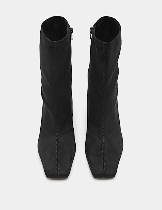 Square Toe Block Heel Sock Boot