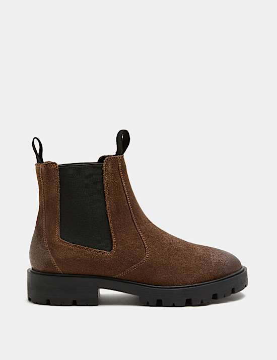 Botines Chelsea de piel con tac&oacute;n en bloque