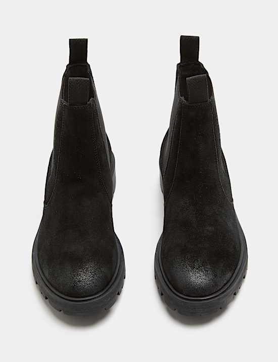 Leather Chelsea Boots With Block Heel
