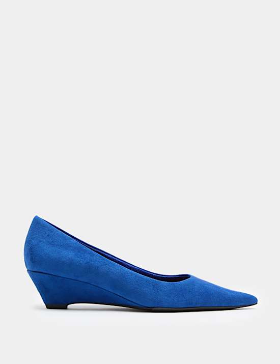 Suede Wedge Heel Pointed Toe Shoes