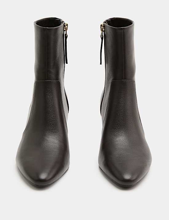 Bottines en cuir &agrave; petits talons