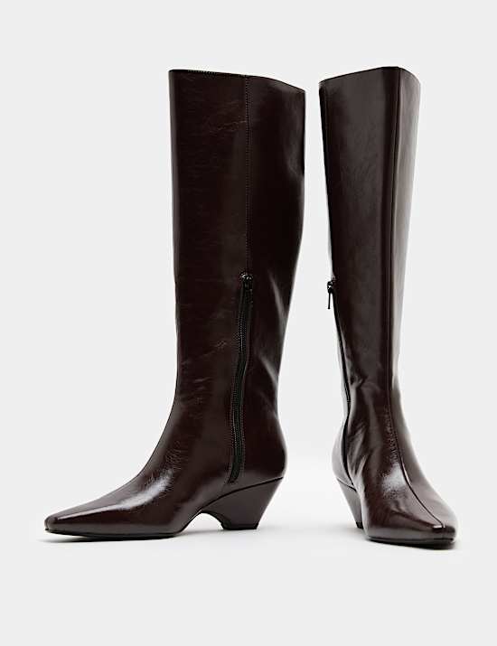Bottes hauteur genou &agrave; talons compens&eacute;s