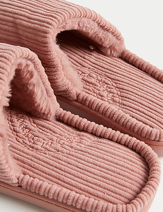 Faux Fur Lined Slippers with Secret Support