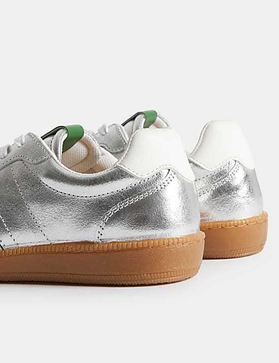 Leather Metallic Side Detail Trainers