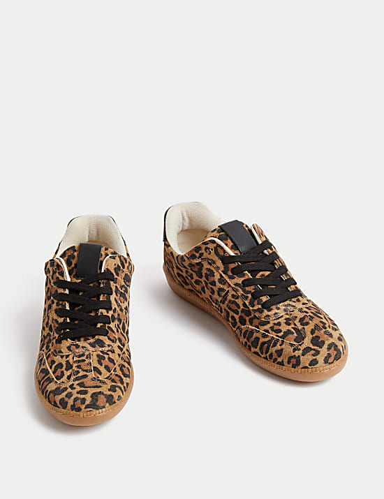 Leather Leopard Print Trainers