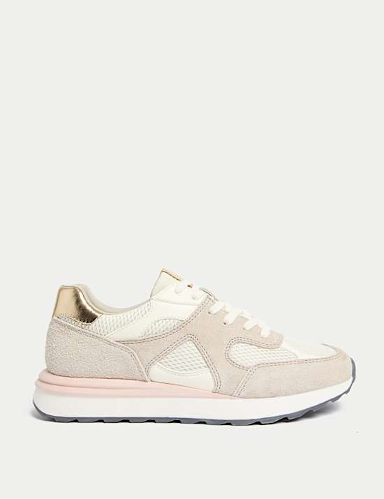 Suede Mesh Detail Trainers