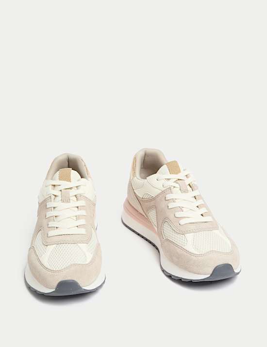Suede Mesh Detail Trainers