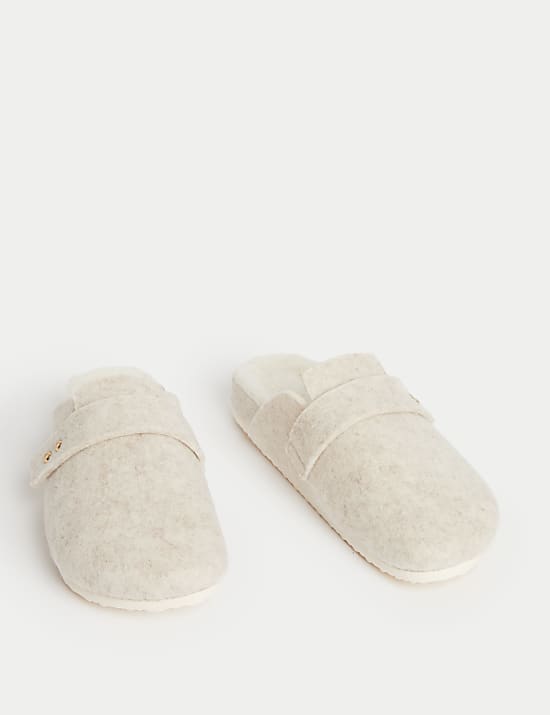 Felt Faux Fur Lined Clog Slippers