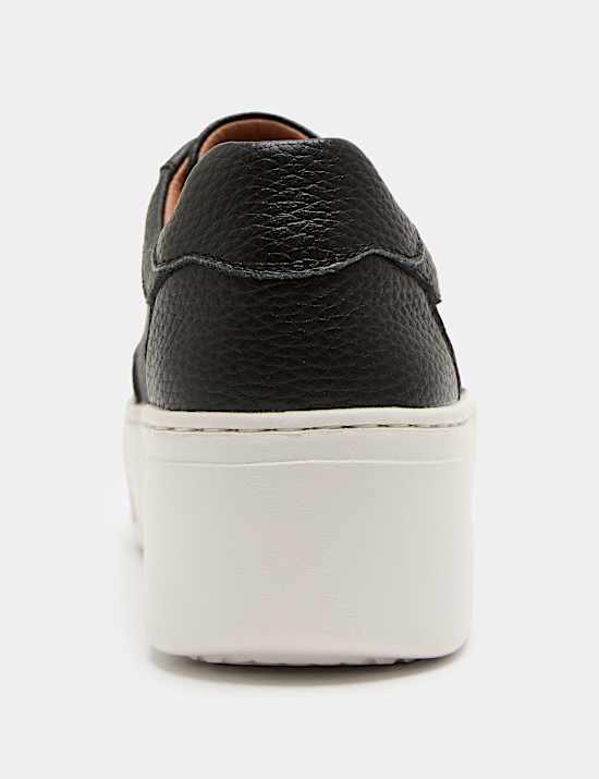 Leather Slip On Platform Trainers