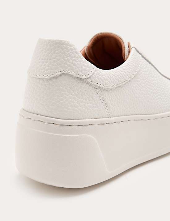 Leather Slip On Platform Trainers