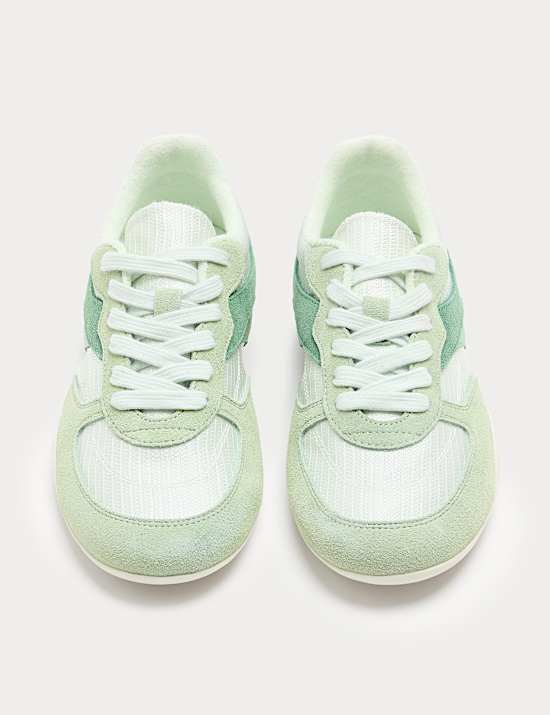 Leather Mix Side Detail Retro Runner Trainers