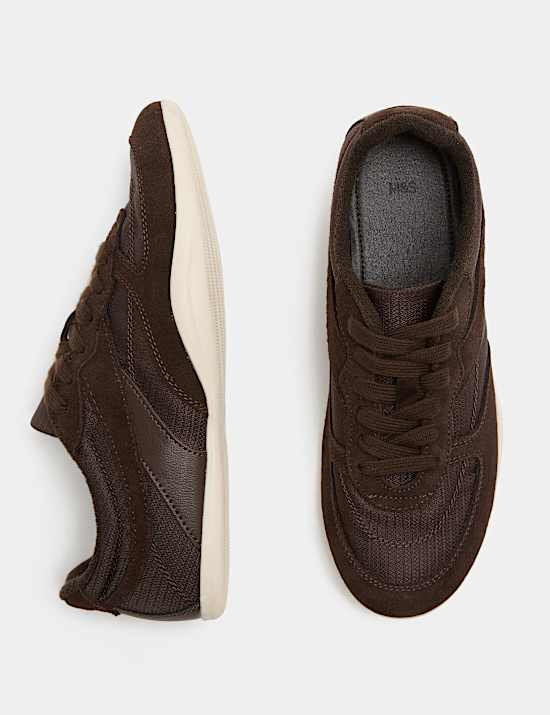 Leather Mix Side Detail Retro Runner Trainers