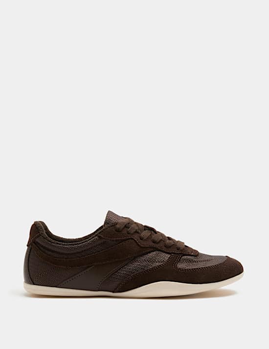 Leather Mix Side Detail Retro Runner Trainers
