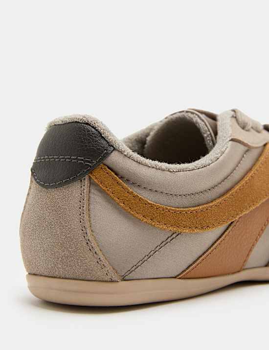 Leather Mix Side Detail Retro Runner Trainers