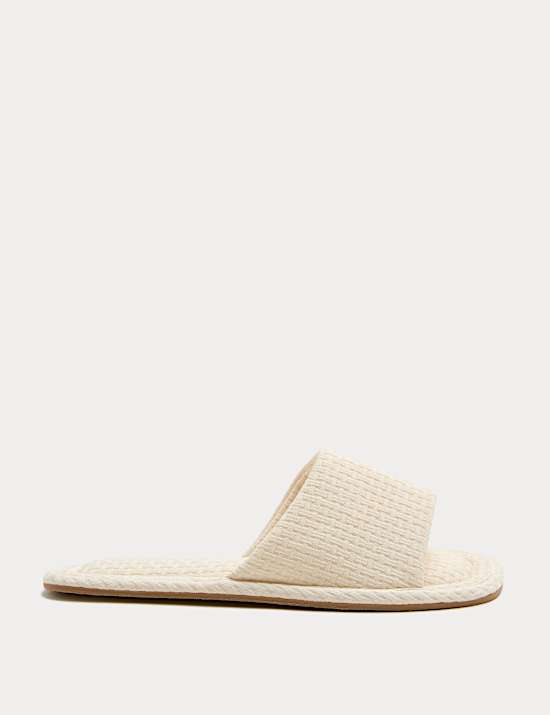 Woven Open Toe Slider Slippers