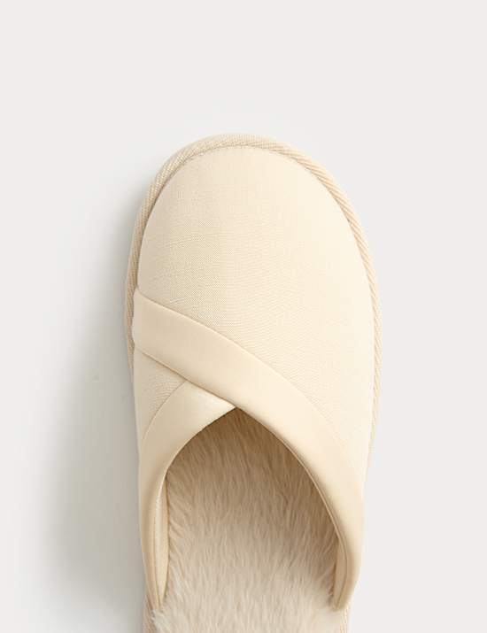 Asymmetric Faux Fur Lined Mule Slippers