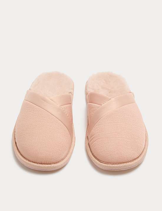 Asymmetric Faux Fur Lined Mule Slippers