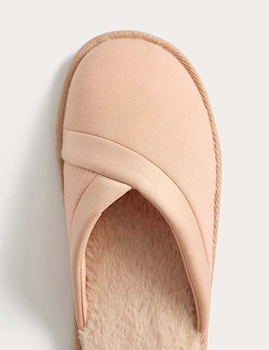Asymmetric Faux Fur Lined Mule Slippers