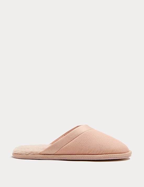 Asymmetric Faux Fur Lined Mule Slippers