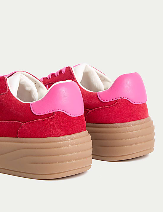 Suede Side Detail Platform Trainers