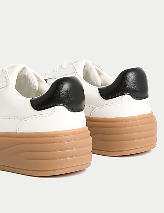 Leather Side Detail Platform Trainer