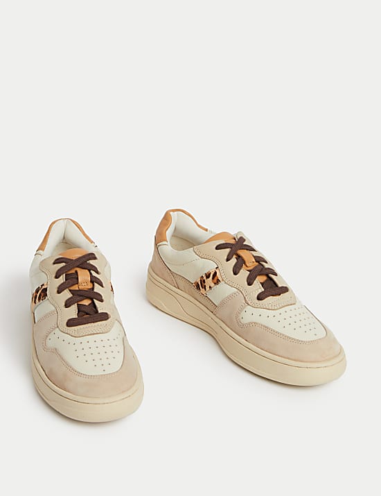 Leather Lace Up Side Detail Trainers