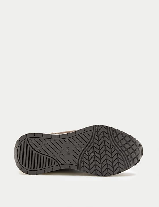 Suede Panel Lace-Up Trainers