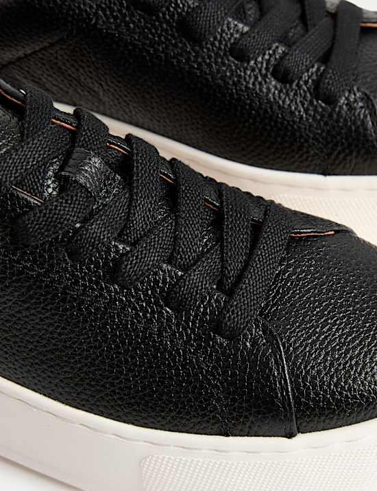 Leather Lace Up Platform Trainers with Freshfeet™