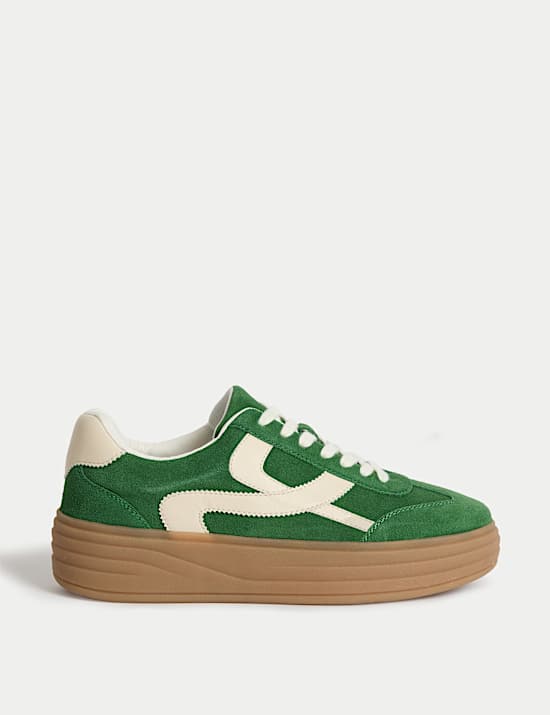 Suede Side Detail Platform Trainers