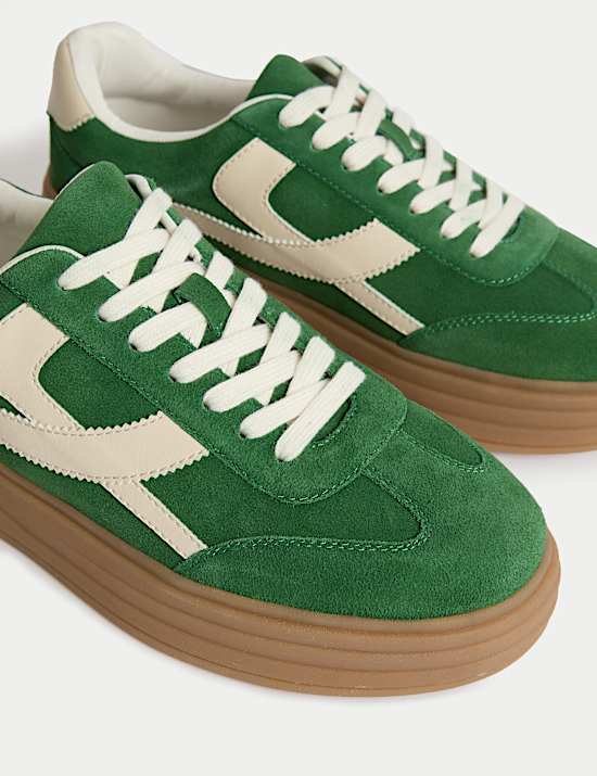 Suede Side Detail Platform Trainers
