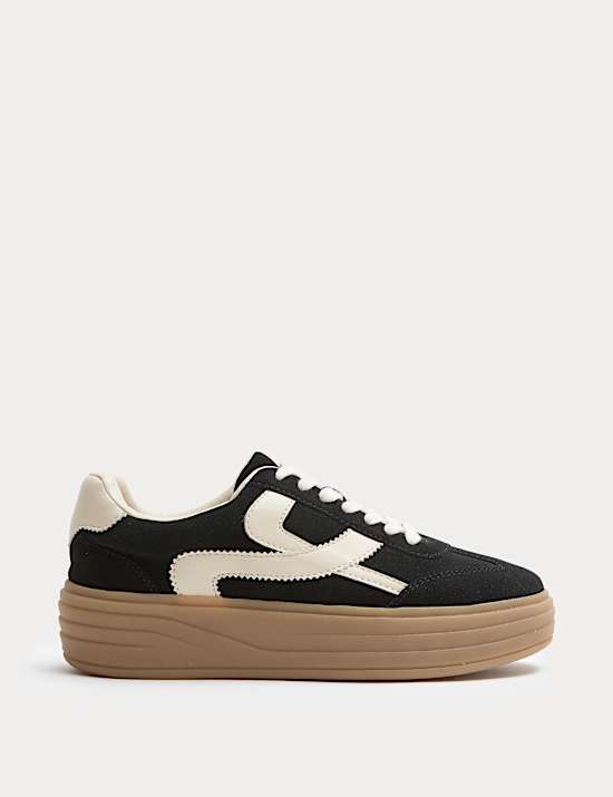 Suede Side Detail Platform Trainers