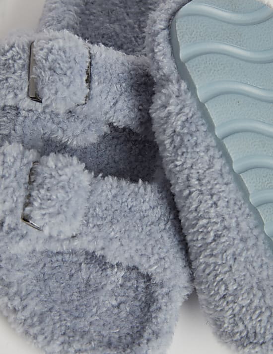 Borg Buckle Open Toe Slider Slippers