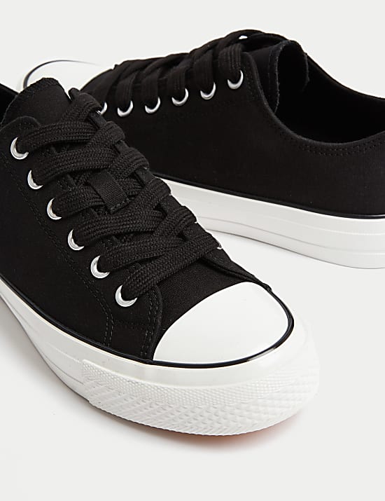 Black canvas trainers deals