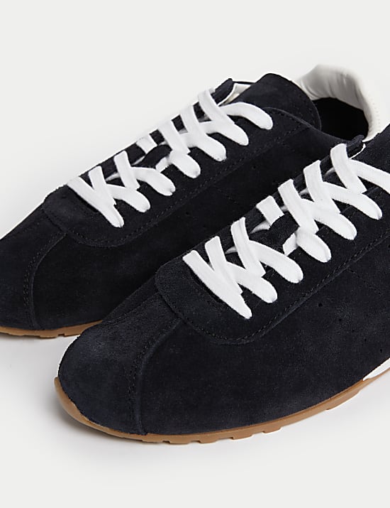 Unlined Suede Lace Up Trainers