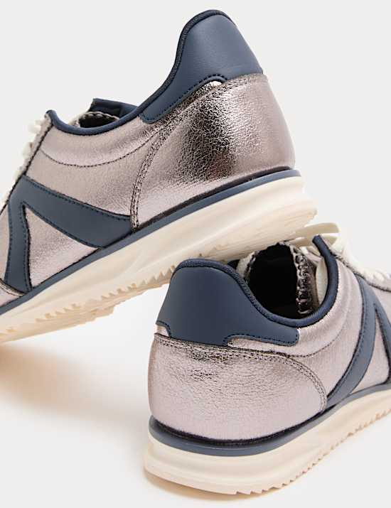 Metallic Lace Up Side Detail Trainers