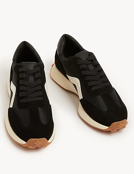 Leather Lace Up Side Detail Trainers
