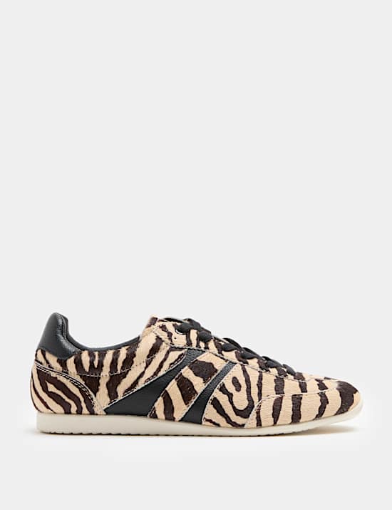 Lace Up Animal Print Hair On Retro Trainer
