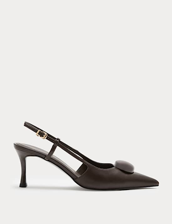 Chaussures &agrave; talons aiguille, bout pointu, bride arri&egrave;re et d&eacute;tail bordure