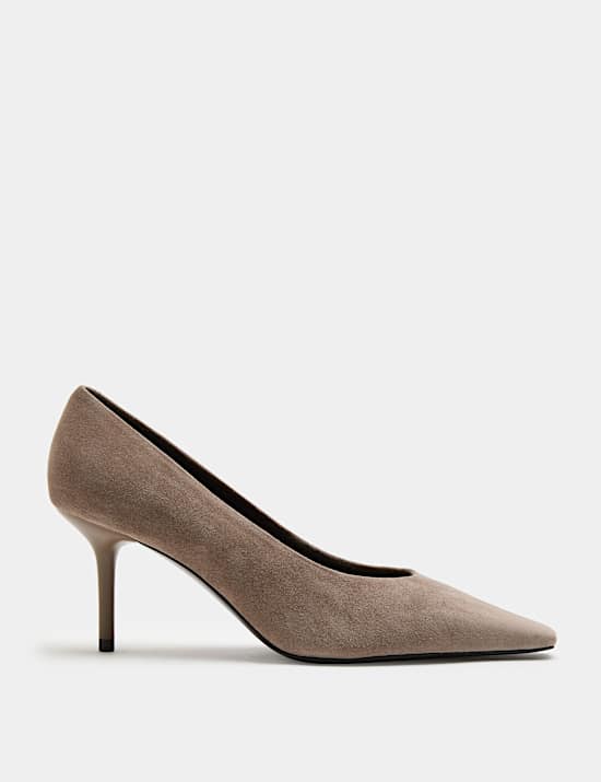 Suede Stiletto Heel Chisel Toe Court Shoes