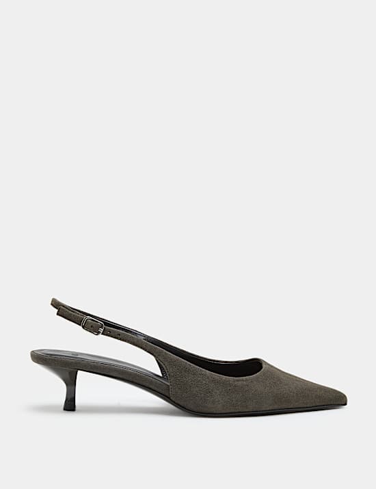 Chaussures en daim &agrave; petit talon et bride arri&egrave;re