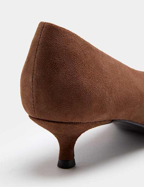 Suede Kitten Heel Pointed Court Shoes
