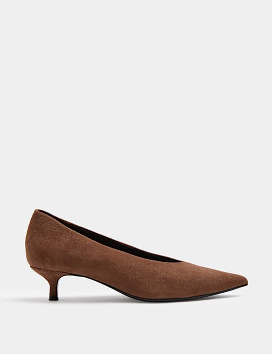 Suede Kitten Heel Pointed Court Shoes