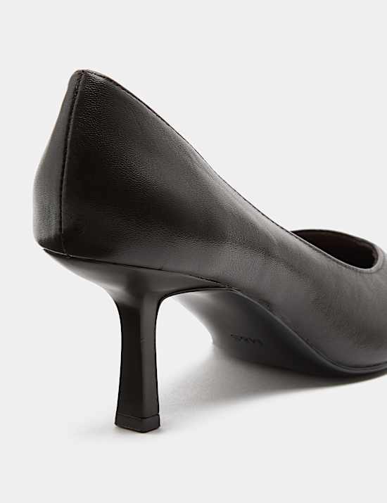 Leather Kitten Heel Pointed Court Shoes