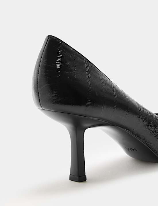 Leather Kitten Heel Pointed Court Shoes