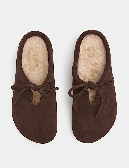 Suede Bow Tie Mule Clog Slippers