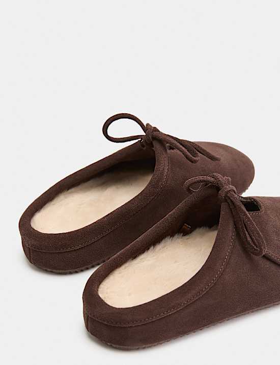 Suede Bow Tie Mule Clog Slippers