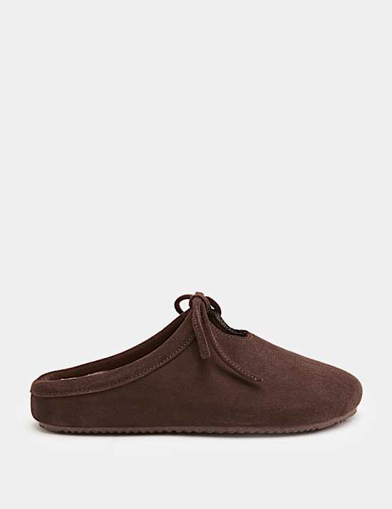 Suede Bow Tie Mule Clog Slippers